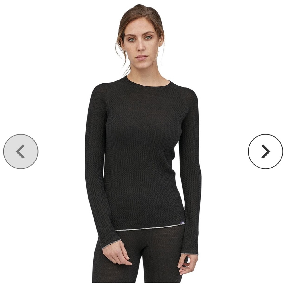 Women’s capilene Air crew black wool baselayer